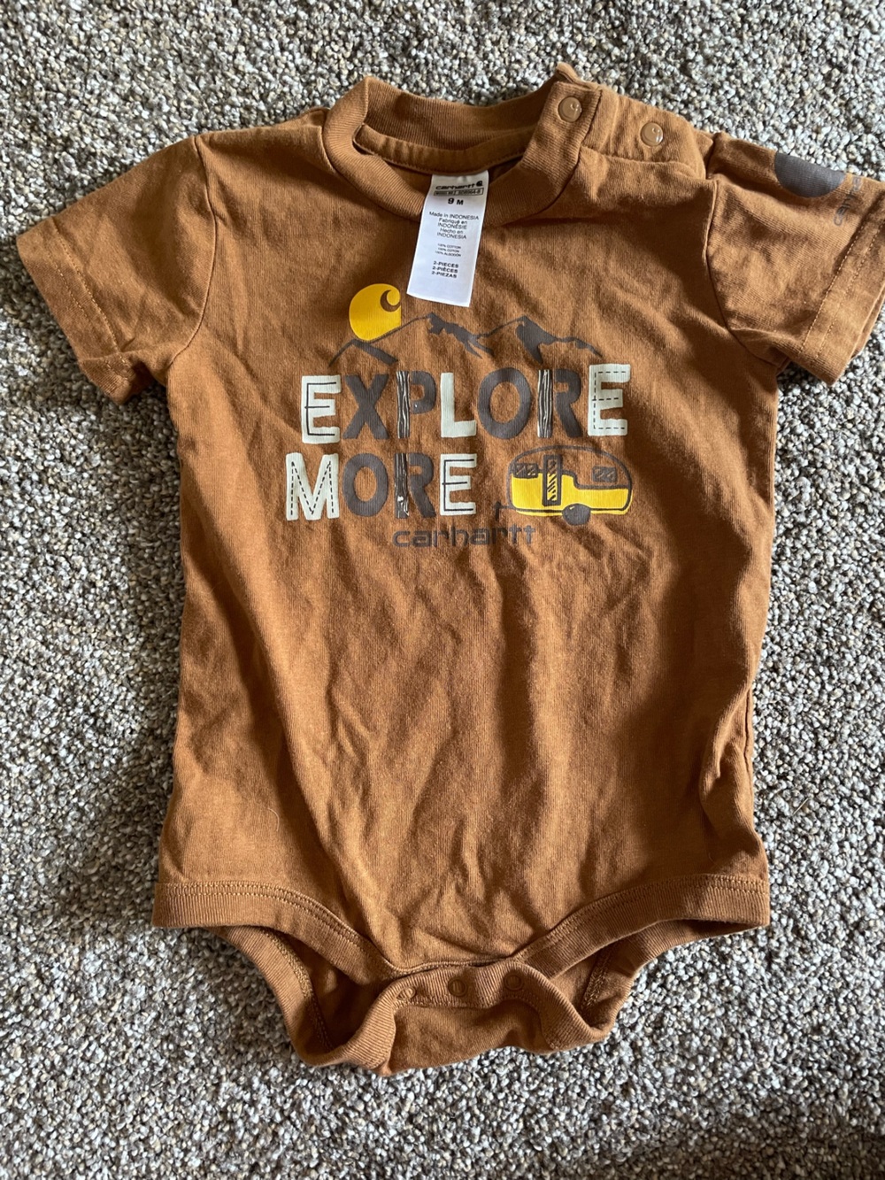 Carhartt Explorer More Graphic Tee - Rust Brown with Yellow Accents